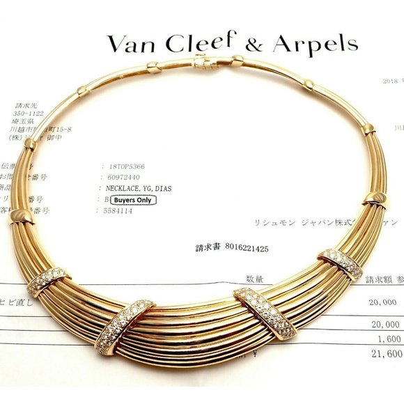 Vintage! Authentic Van Cleef & Arpels 18k Yellow Gold Diamond Choker Necklace - Picture 12 of 12